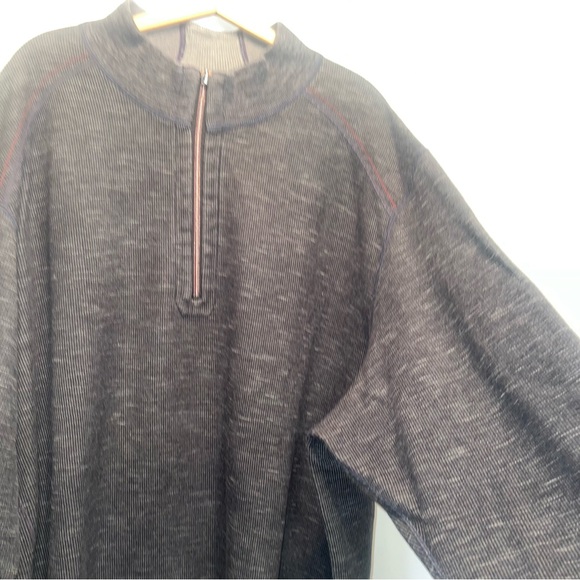 Tommy Bahama Reversible 2XL Men Knit Sweater 1/4 Zip Gray Black Heavy LS Shirt - Picture 3 of 11